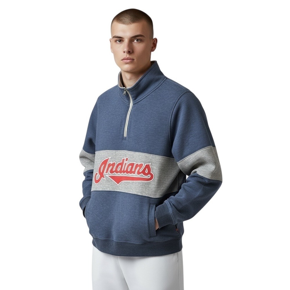 HOMAGE Cleveland Indians Baseball Quarter Zip Pullover Sweatshirt Men's Large‎